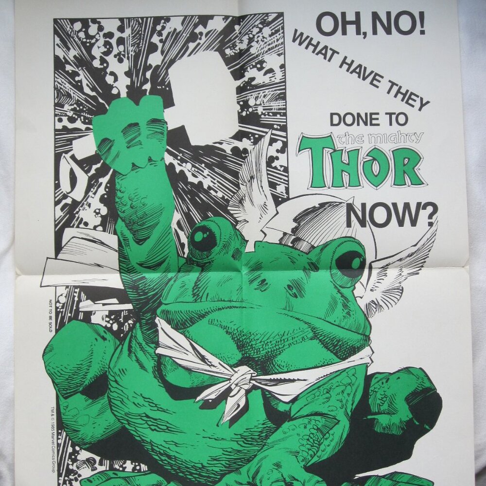 1985 17"x22" Marvel comics - 'Frog Thor' Comics Shop Promo Poster, never hung
